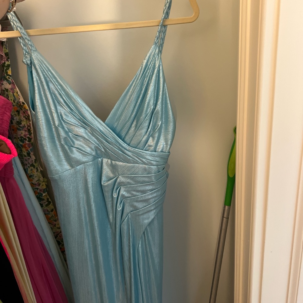 Retrofete Shimmering Light Blue Backless Dress